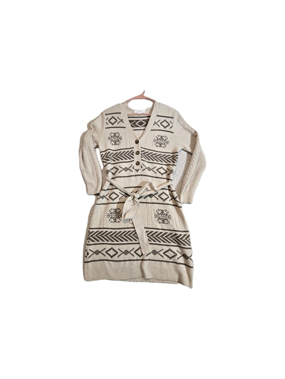 lucky brand Sweater Dress Nordic Pattern S Large Outdoors Ski Resort Cozy...